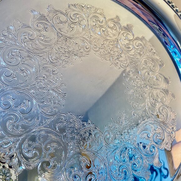 Vintage 1940s Oneida for Lewyt Silverplate Serving Tray - Picture 3 of 7